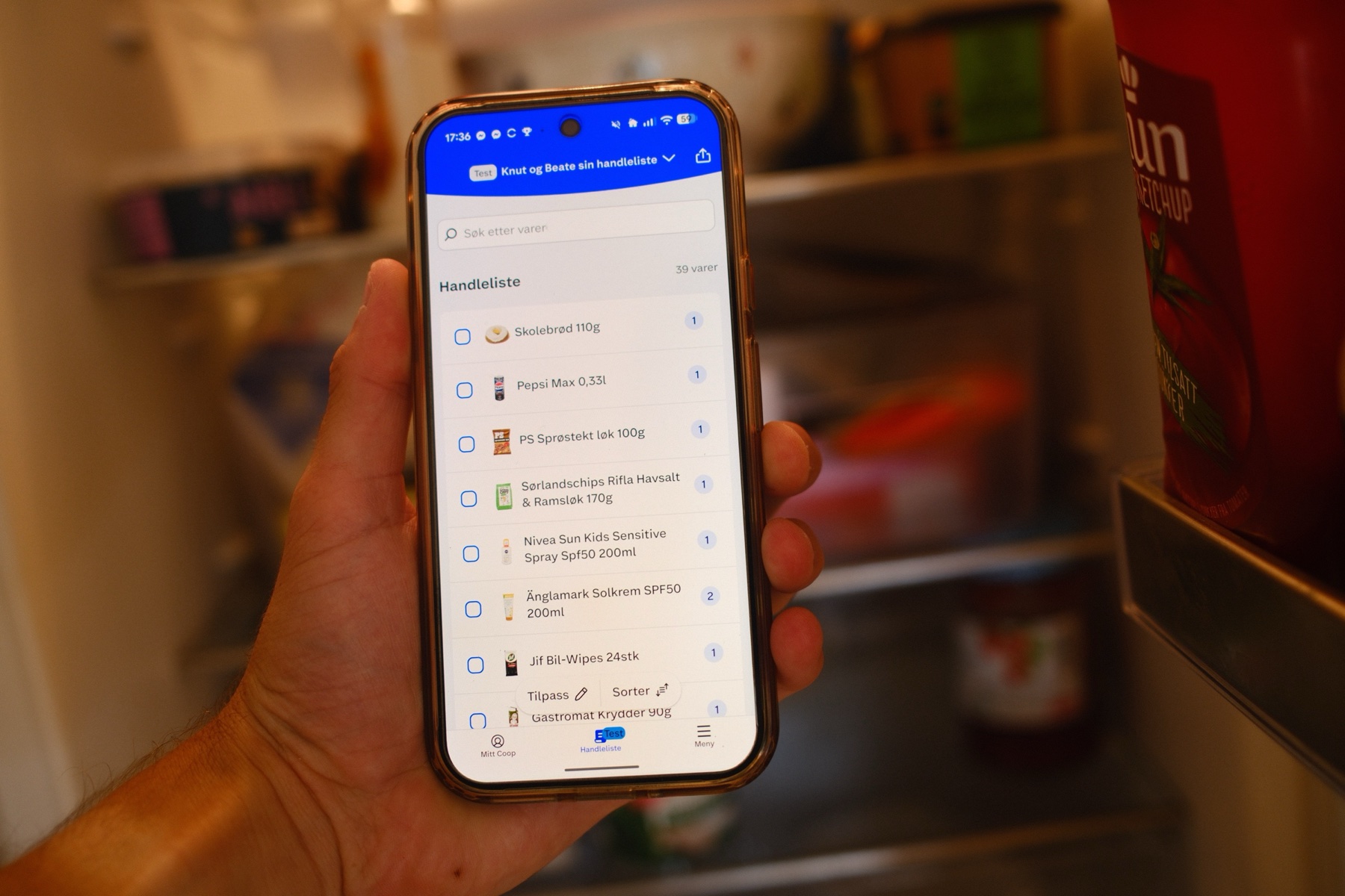 Coop-appen i bruk på mobil